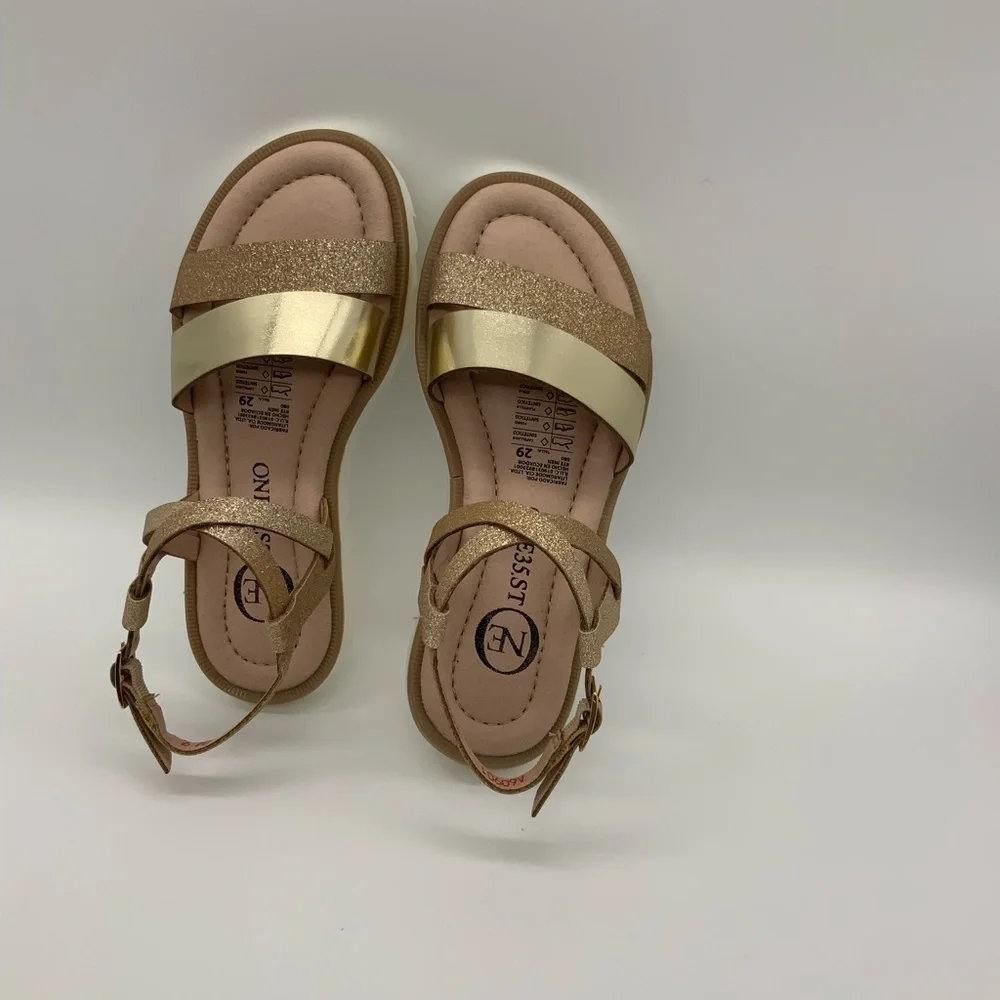 One35 Ankle Strap Sandals ,S.Escarcha Dorado Vegan Leather. Various Size